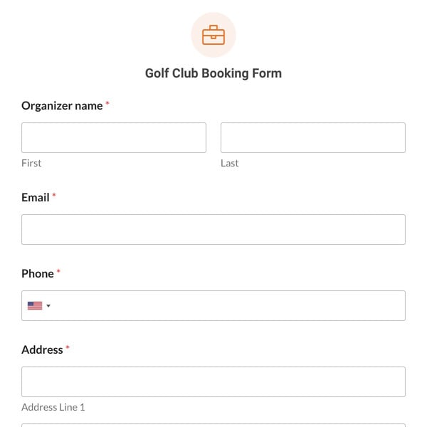 Golf Club Booking Form Template