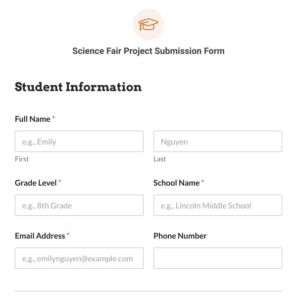 Science Fair Project Submission Form Template