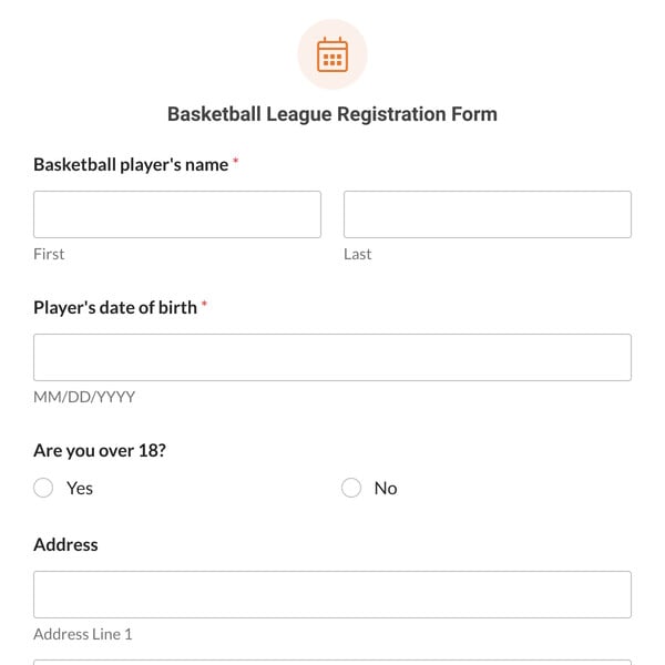 Basketball League Registration Form Template