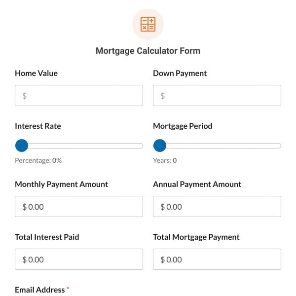 Mortgage Calculator Form Template