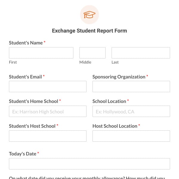 Exchange Student Report Form Template
