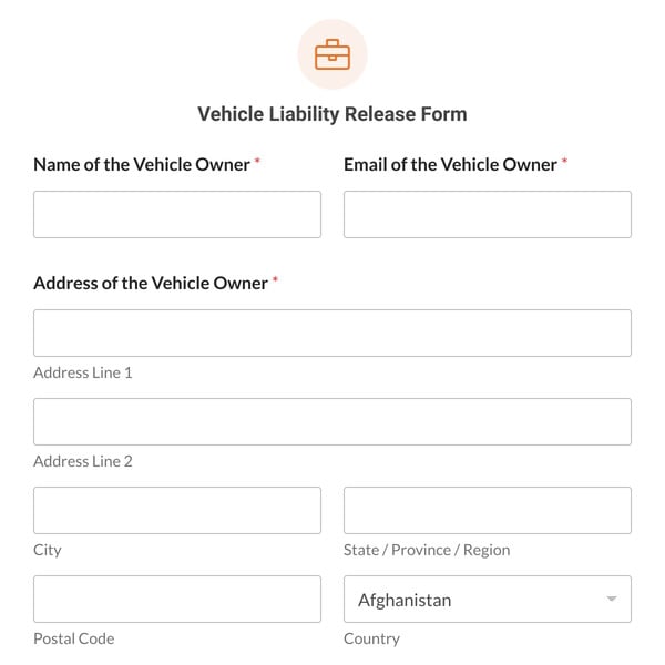 Vehicle Liability Release Form Template