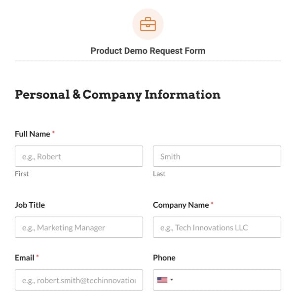 Product Demo Request Form Template