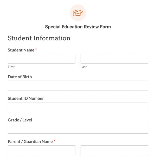 Special Education Review Form Template