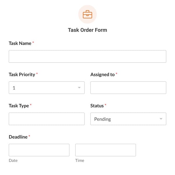 Task Order Form Template