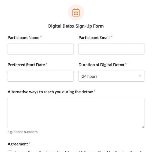 Digital Detox Sign-Up Form Template