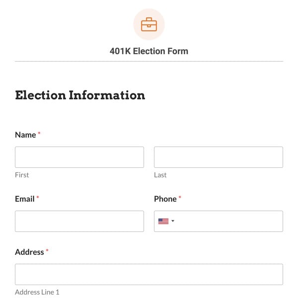 401K Election Form Template