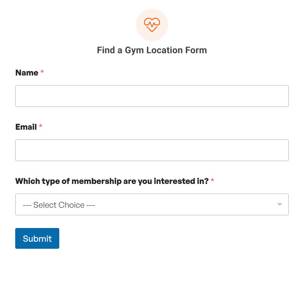 Find a Gym Location Form Template