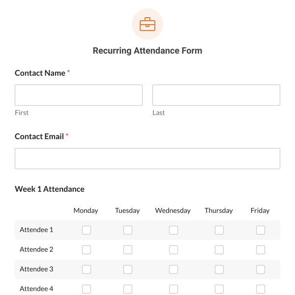 Recurring Attendance Form Template