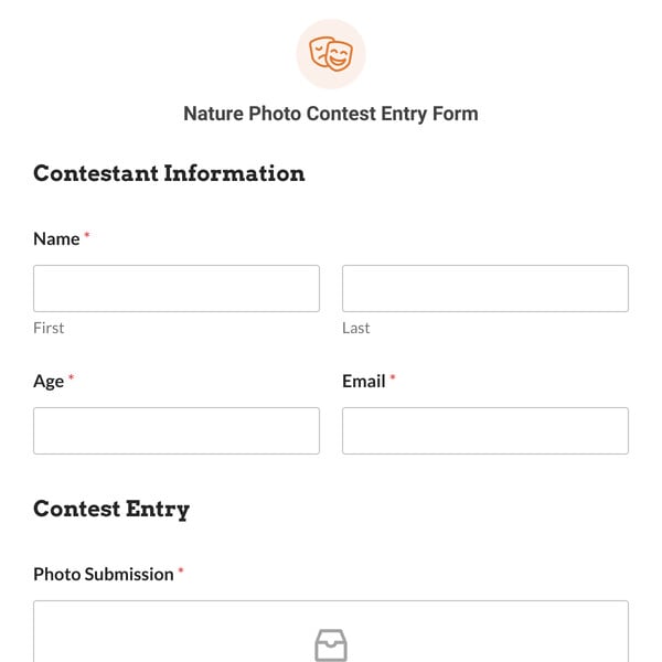 Nature Photo Contest Entry Form Template
