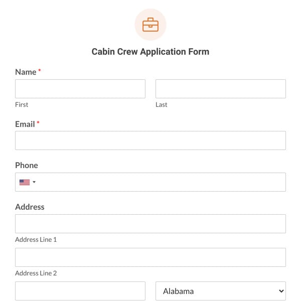 Cabin Crew Application Form Template
