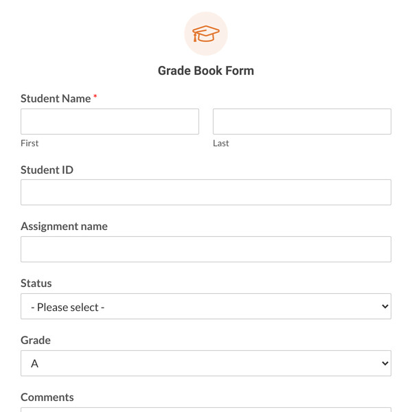 Grade Book Form Template
