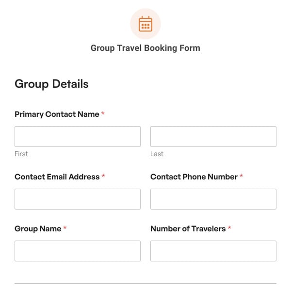 Group Travel Booking Form Template