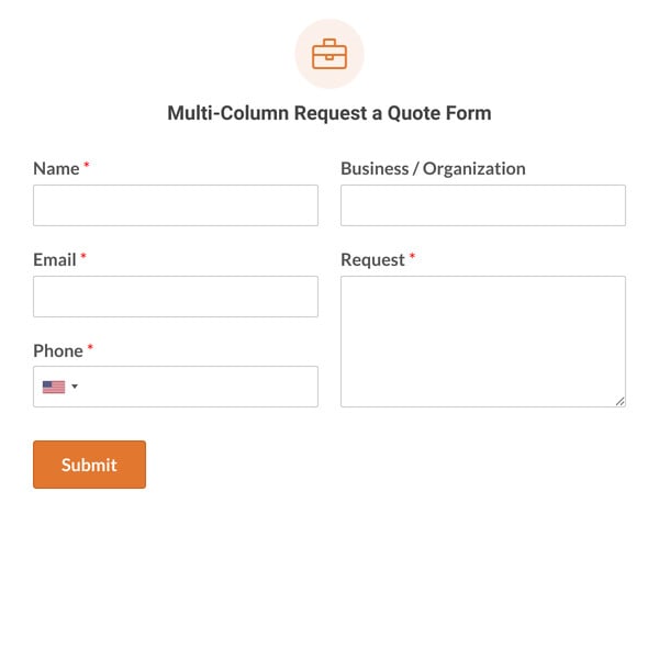 Multi-Column Request a Quote Form Template