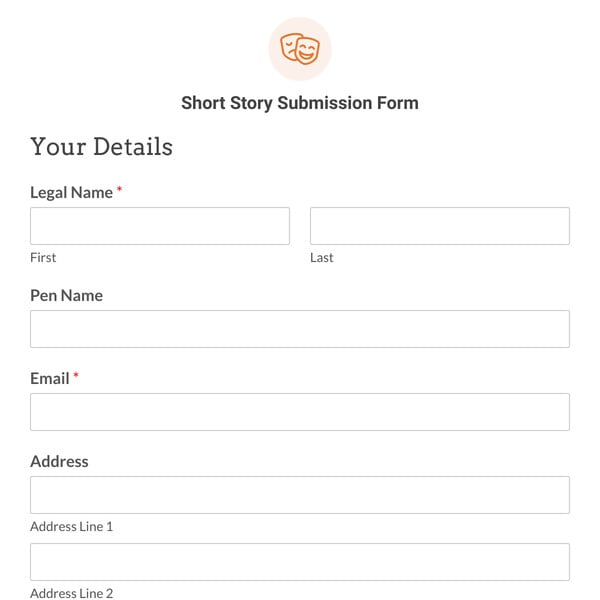 Short Story Submission Form Template