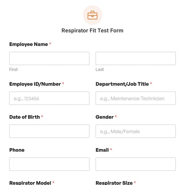 Respirator Fit Test Form Template