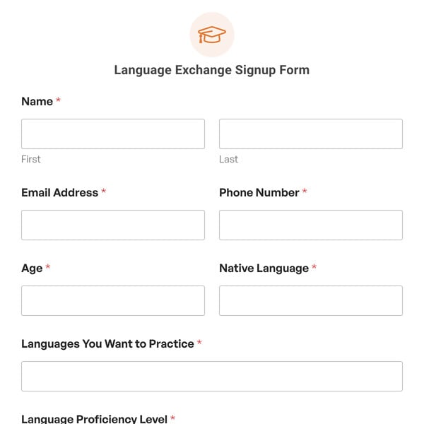 Language Exchange Signup Form Template