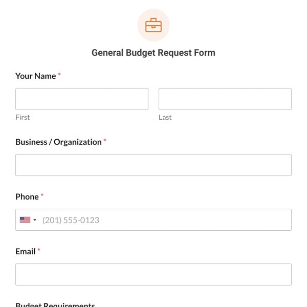 General Budget Request Form Template