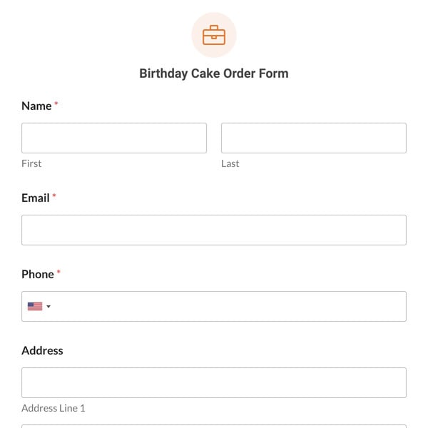 Birthday Cake Order Form Template