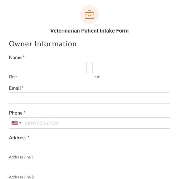 Veterinarian Patient Intake Form Template