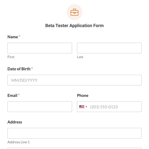 Beta Tester Application Form Template