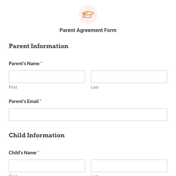Parent Agreement Form Template