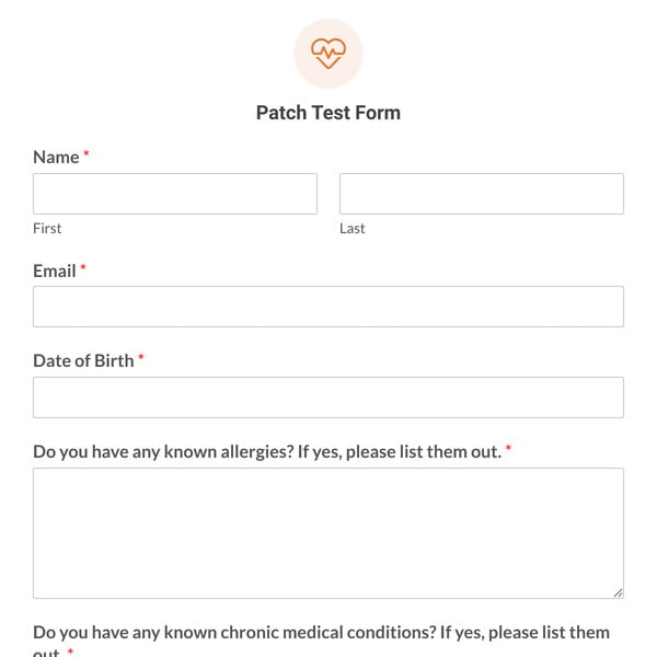 Patch Test Form Template