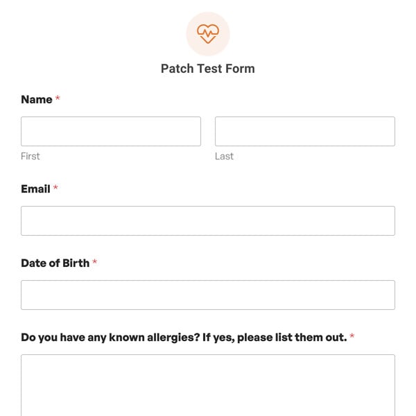 Patch Test Form Template