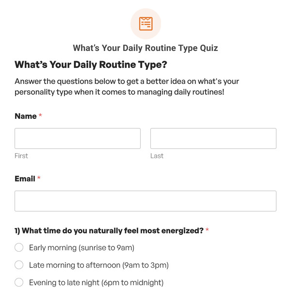 What’s Your Daily Routine Type Quiz Template