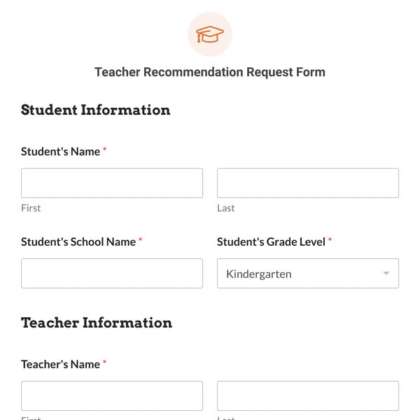 Teacher Recommendation Request Form Template
