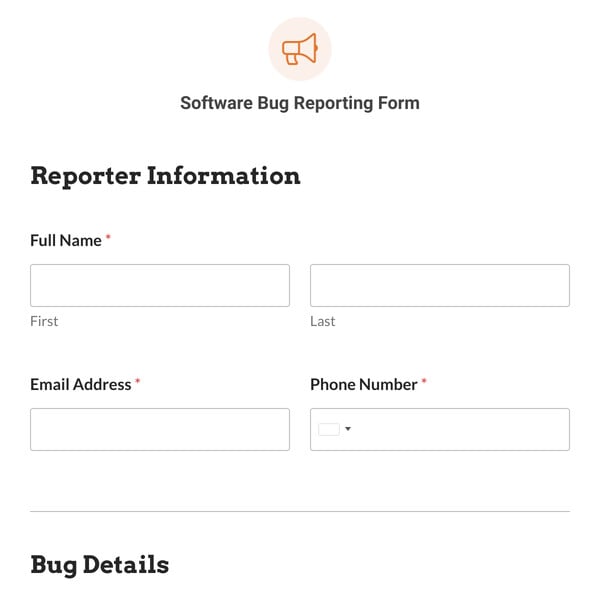 Software Bug Reporting Form Template