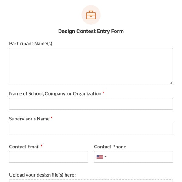 Design Contest Entry Form Template