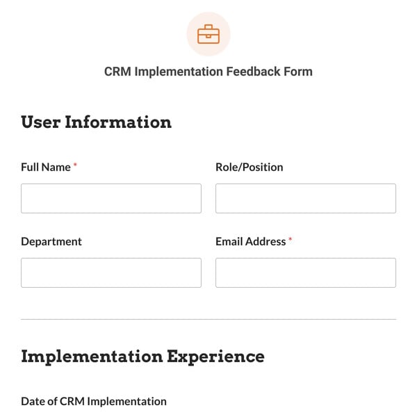 CRM Implementation Feedback Form Template