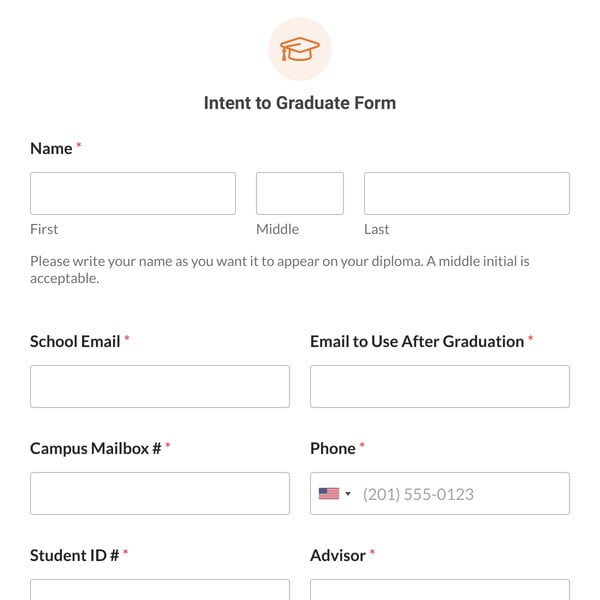 Intent to Graduate Form Template