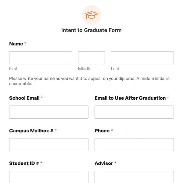 Intent to Graduate Form Template