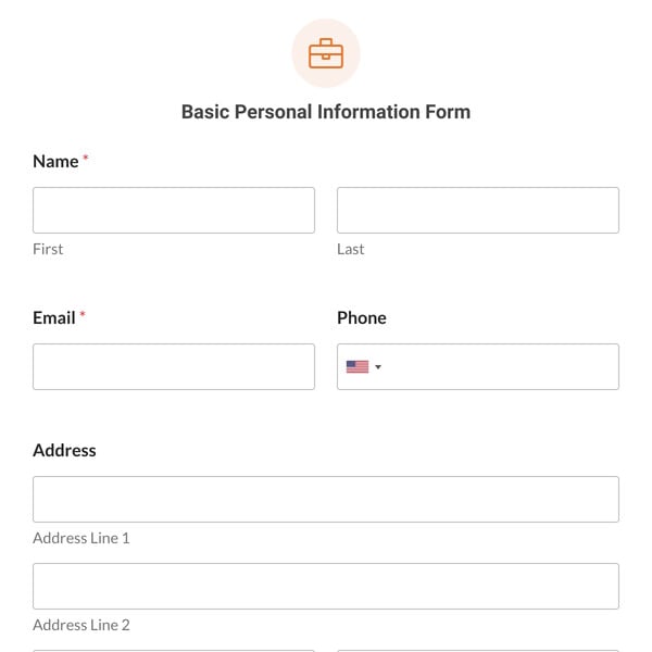 Basic Personal Information Form Template