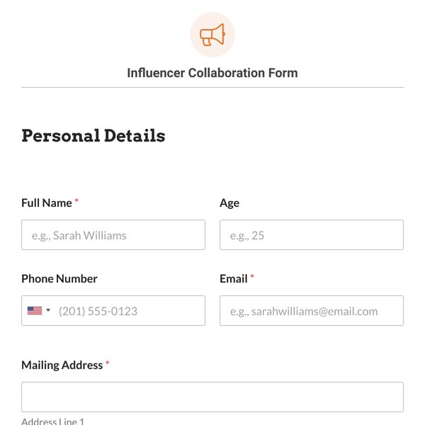 Influencer Collaboration Form Template