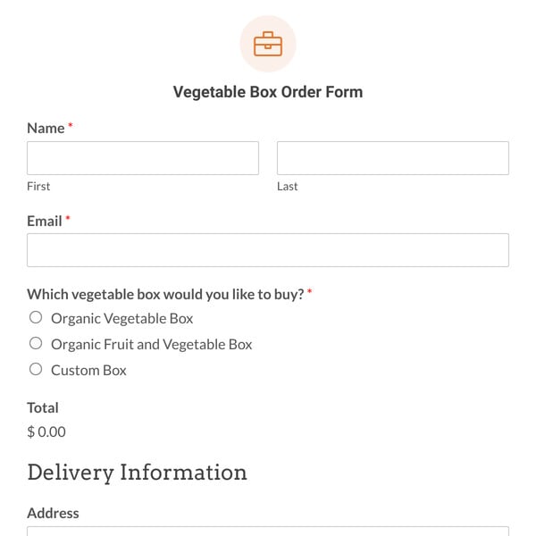 Vegetable Box Order Form Template