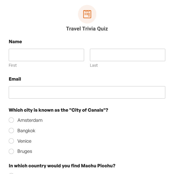 Travel Trivia Quiz Template