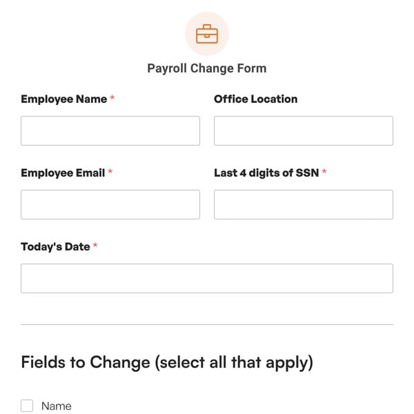 Payroll Change Form Template