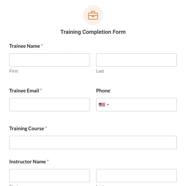 Training Completion Form Template