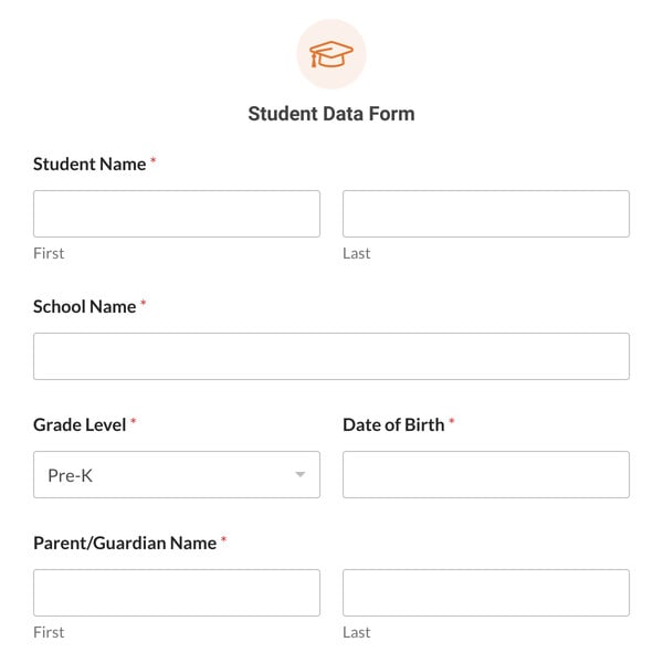 Student Data Form Template