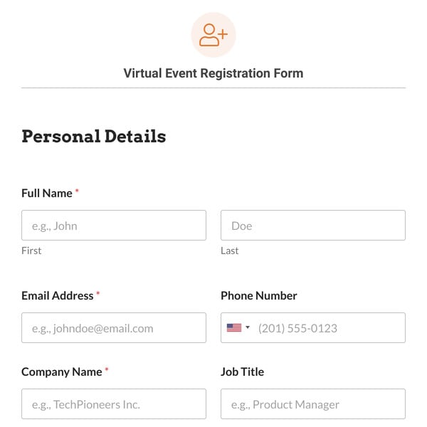Virtual Event Registration Form Template