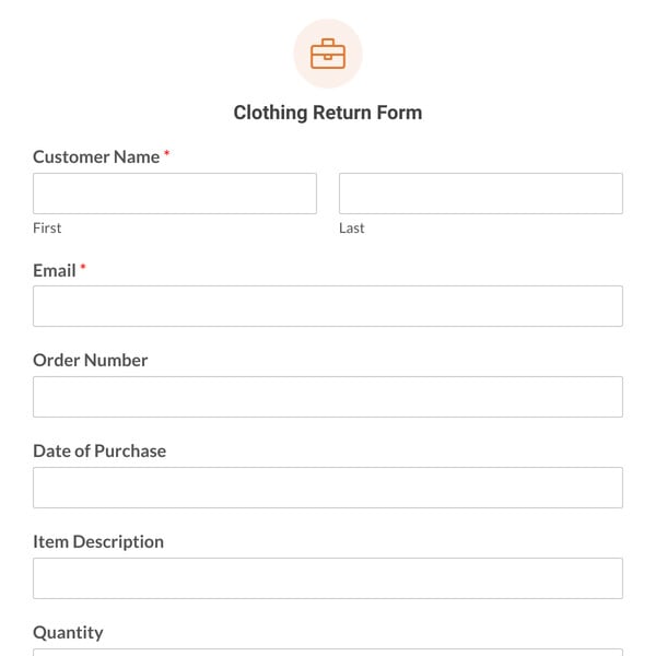 Clothing Return Form Template