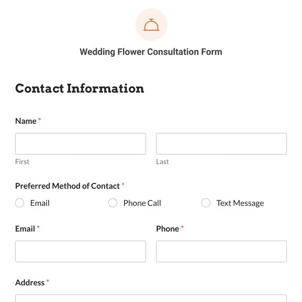 Wedding Flower Consultation Form Template