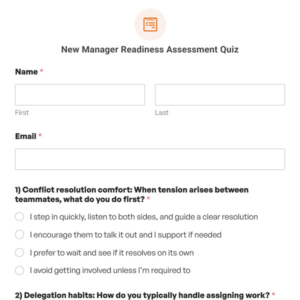 New Manager Readiness Assessment Quiz Template