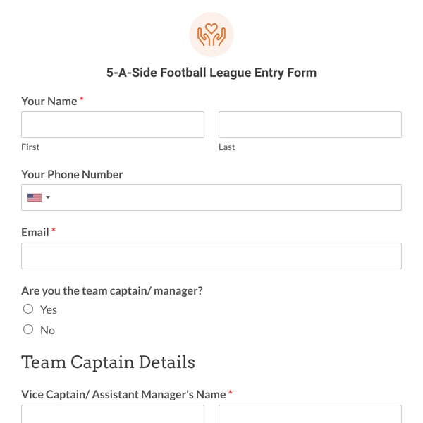 5-A-Side Football League Entry Form Template