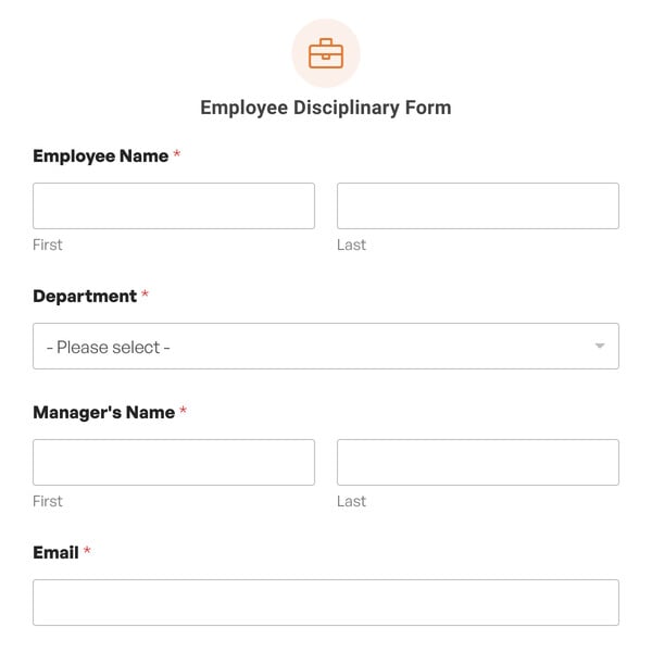 Employee Disciplinary Form Template