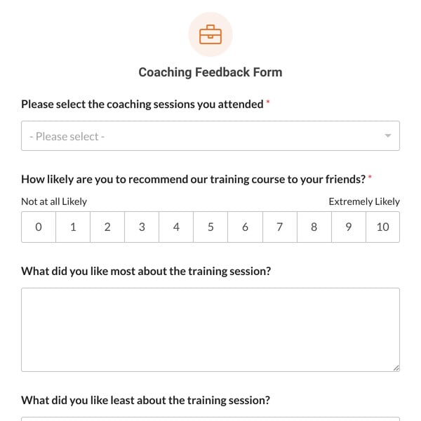 Coaching Feedback Form Template