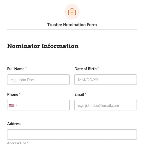 Trustee Nomination Form Template
